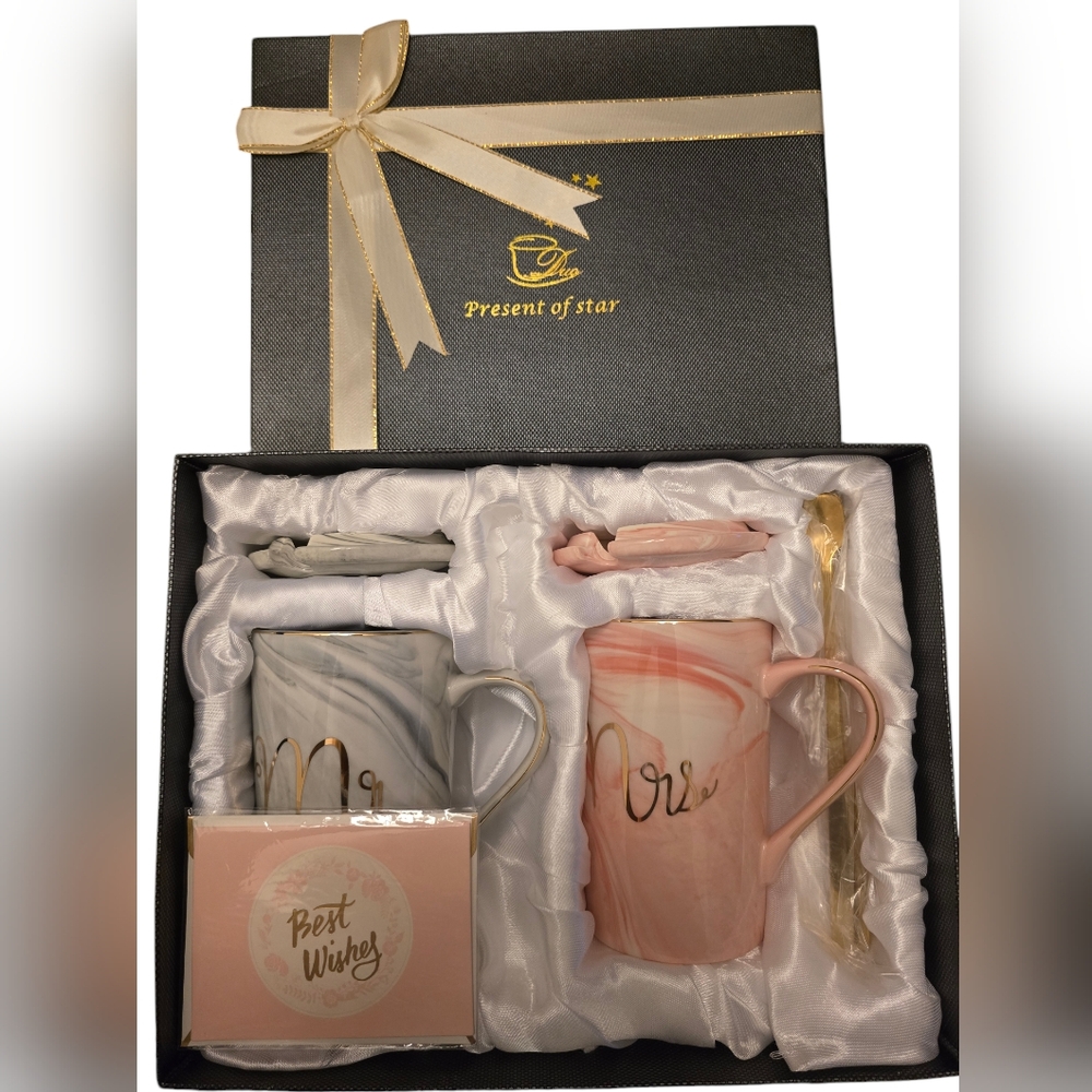 'Present of star' Mr. and Mrs. marble mugs